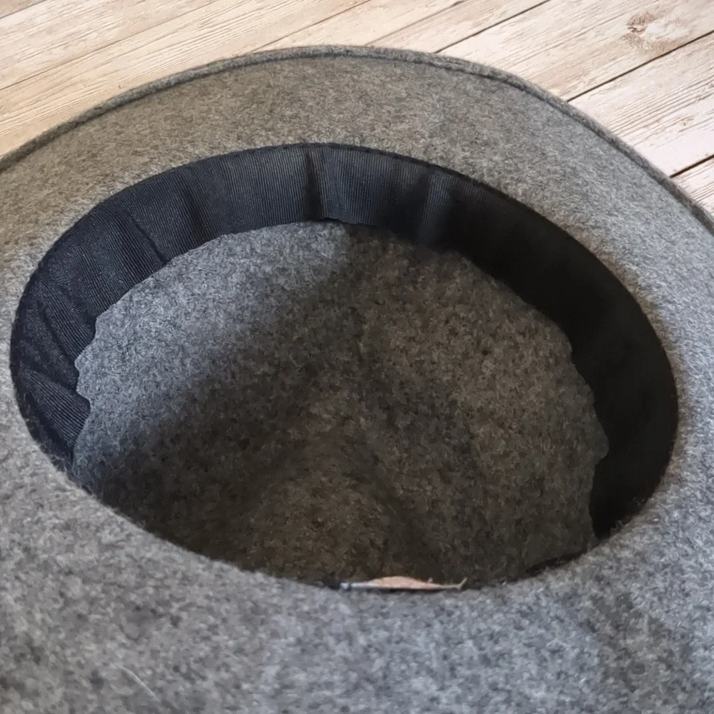 Free People Wool Wide Brim Fedora Hat Black Trim OS - Picture 11 of 14